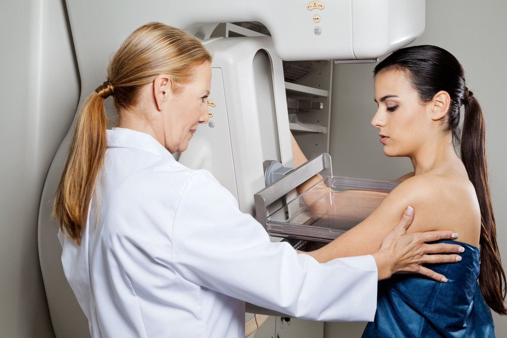 Woman getting a mammogram for breast cancer