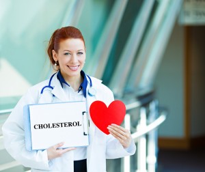 Female doctor raises high cholesterol awareness for heart health