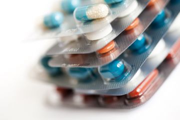 Hepatitis patient's medication on a table