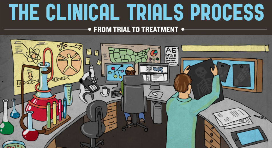 Infographic depicting the clinical trials process in details