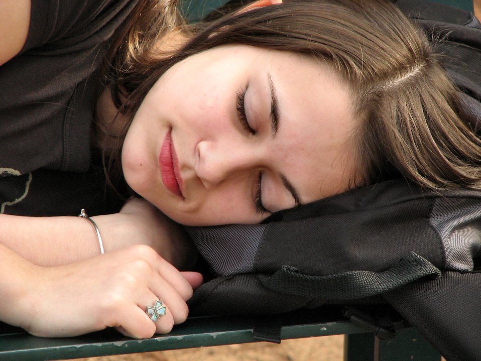 Woman taking part in a sleep clinical trial