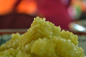 Healthy rice that has been cooked with turmeric
